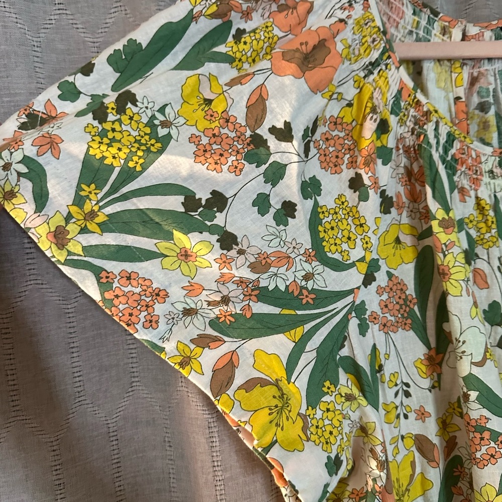 Lane Bryant Smocked-Neck Wide Leg Floral Jumpsuit - Picture 7 of 11